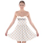Polka Dots - Apricot Orange on White Strapless Bra Top Dress