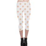 Polka Dots - Apricot Orange on White Capri Leggings