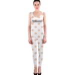 Polka Dots - Apricot Orange on White OnePiece Catsuit