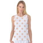 Polka Dots - Apricot Orange on White Women s Basketball Tank Top