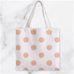 Polka Dots - Apricot Orange on White Zipper Grocery Tote Bag
