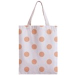 Polka Dots - Apricot Orange on White Zipper Classic Tote Bag
