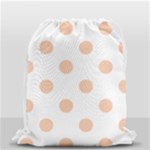 Polka Dots - Apricot Orange on White Drawstring Bag (Small)
