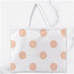 Polka Dots - Apricot Orange on White Zipper Large Tote Bag