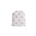 Polka Dots - Apricot Orange on White Drawstring Pouch (XS)