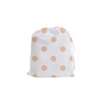Polka Dots - Apricot Orange on White Drawstring Pouch (S)