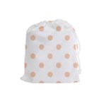 Polka Dots - Apricot Orange on White Drawstring Pouch (L)