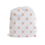 Polka Dots - Apricot Orange on White Drawstring Pouch (XL)