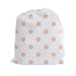 Polka Dots - Apricot Orange on White Drawstring Pouch (XXl)