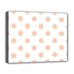 Polka Dots - Apricot Orange on White Deluxe Canvas 20  x 16  (Stretched)