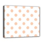 Polka Dots - Apricot Orange on White Deluxe Canvas 24  x 20  (Stretched)