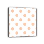 Polka Dots - Apricot Orange on White Mini Canvas 4  x 4  (Stretched)