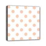 Polka Dots - Apricot Orange on White Mini Canvas 6  x 6  (Stretched)