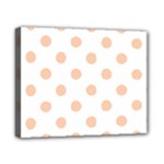 Polka Dots - Apricot Orange on White Canvas 10  x 8  (Stretched)