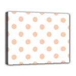 Polka Dots - Apricot Orange on White Canvas 14  x 11  (Stretched)