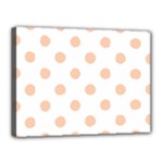 Polka Dots - Apricot Orange on White Canvas 16  x 12  (Stretched)