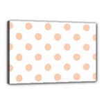 Polka Dots - Apricot Orange on White Canvas 18  x 12  (Stretched)