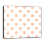 Polka Dots - Apricot Orange on White Canvas 20  x 16  (Stretched)