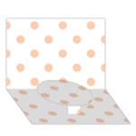 Polka Dots - Apricot Orange on White Circle Bottom 3D Greeting Card (7x5)