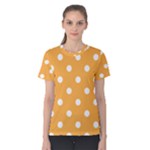 Polka Dots - White on Pastel Orange Women s Cotton Tee