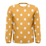 Polka Dots - White on Pastel Orange Men s Long Sleeve T-shirt