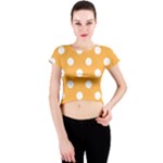 Polka Dots - White on Pastel Orange Crew Neck Crop Top