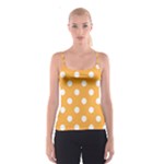 Polka Dots - White on Pastel Orange Spaghetti Strap Top