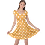 Polka Dots - White on Pastel Orange Cap Sleeve Dress