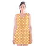 Polka Dots - White on Pastel Orange Scoop Neck Skater Dress
