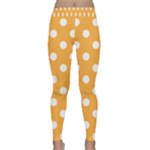 Polka Dots - White on Pastel Orange Yoga Leggings