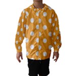 Polka Dots - White on Pastel Orange Hooded Wind Breaker (Kids)