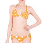 Polka Dots - White on Pastel Orange Bikini Set