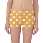 Polka Dots - White on Pastel Orange Boyleg Bikini Bottoms