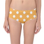 Polka Dots - White on Pastel Orange Mid-Waist Bikini Bottoms