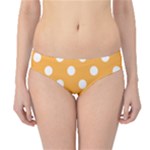 Polka Dots - White on Pastel Orange Hipster Bikini Bottoms