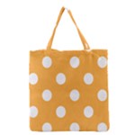 Polka Dots - White on Pastel Orange Grocery Tote Bag