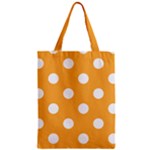 Polka Dots - White on Pastel Orange Zipper Classic Tote Bag