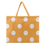 Polka Dots - White on Pastel Orange Zipper Large Tote Bag