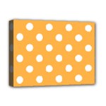 Polka Dots - White on Pastel Orange Deluxe Canvas 16  x 12  (Stretched)