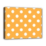 Polka Dots - White on Pastel Orange Deluxe Canvas 20  x 16  (Stretched)