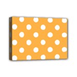 Polka Dots - White on Pastel Orange Mini Canvas 7  x 5  (Stretched)