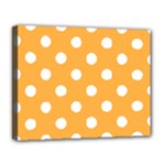 Polka Dots - White on Pastel Orange Canvas 14  x 11  (Stretched)