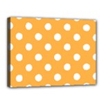 Polka Dots - White on Pastel Orange Canvas 16  x 12  (Stretched)