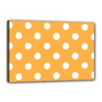 Polka Dots - White on Pastel Orange Canvas 18  x 12  (Stretched)
