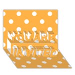Polka Dots - White on Pastel Orange YOU ARE INVITED 3D Greeting Card (7x5)