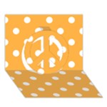 Polka Dots - White on Pastel Orange Peace Sign 3D Greeting Card (7x5)