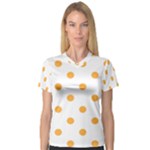 Polka Dots - Pastel Orange on White Women s V-Neck Sport Mesh Tee