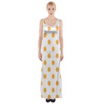Polka Dots - Pastel Orange on White Maxi Thigh Split Dress