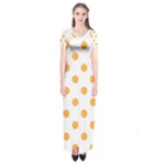 Polka Dots - Pastel Orange on White Short Sleeve Maxi Dress