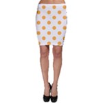 Polka Dots - Pastel Orange on White Bodycon Skirt